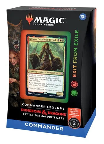 Exit from Exile — reference deck-box image; printed cards only, packaging and extras not included [merchant-precon-6f47812c94fc]