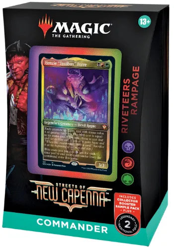 Riveteers Rampage — reference deck-box image; printed cards only, packaging and extras not included [merchant-precon-644e38f33e9b]